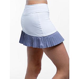 Ashley Asymmetrical 13 1/2" Pleated Skirt - White/Granite