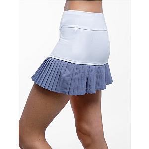 Ashley Asymmetrical 13 1/2" Pleated Skirt - White/Granite
