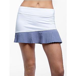 Ashley Asymmetrical 13 1/2" Pleated Skirt - White/Granite