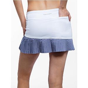 Ashley Asymmetrical 13 1/2" Pleated Skirt - White/Granite