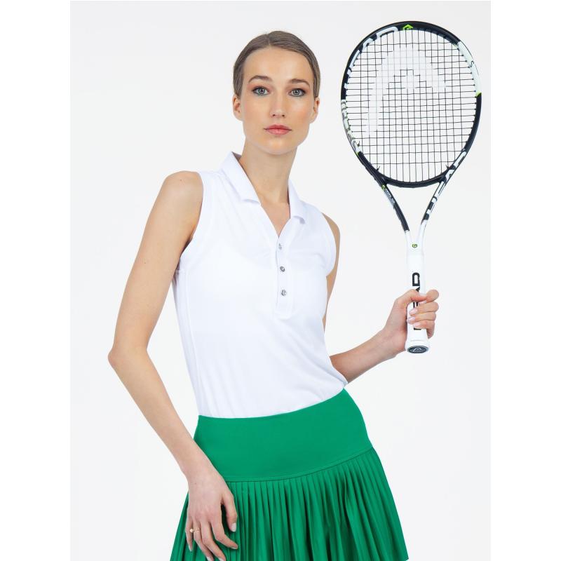 Alexa Performance Sleeveless Polo - White