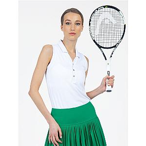 Alexa Performance Sleeveless Polo - White