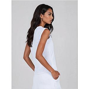 Relax-Fit Crewneck Tank with Light Mesh Overlay	 - White