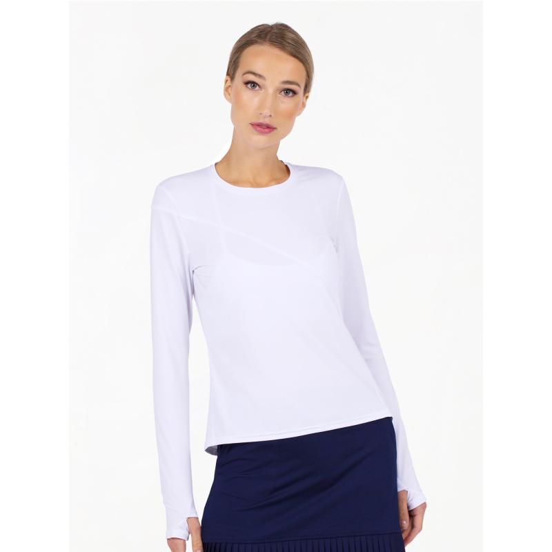 Parker Long Sleeve Crew Neck Top - White