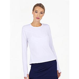 Parker Long Sleeve Crew Neck Top - White