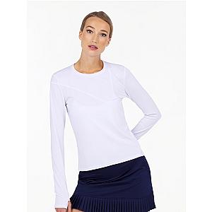 Parker Long Sleeve Crew Neck Top - White