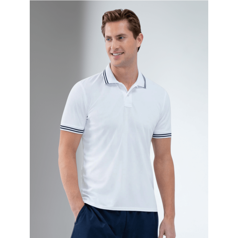 Performance Men's Classic Tennis Rib Collar Polo - White/Midnight