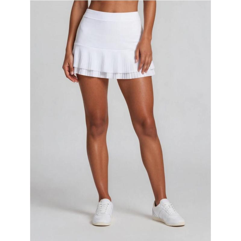 Nora Tennis Pleated Flounce Skirt - White