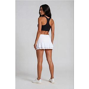 Nora Tennis Pleated Flounce Skirt - White