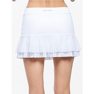 Nora Tennis Pleated Flounce Skirt - White