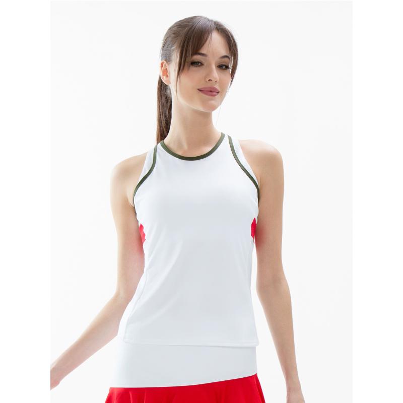 Crisscross Court Tank - White/Poppy/Militare