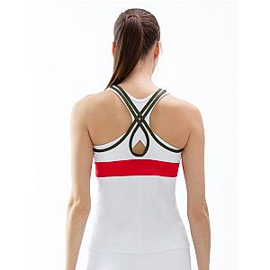 Crisscross Court Tank - White/Poppy/Militare