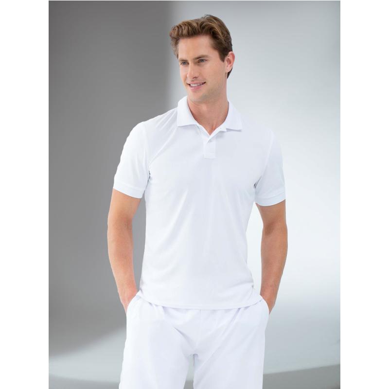 Performance Men's Classic Tennis Rib Collar Polo - White