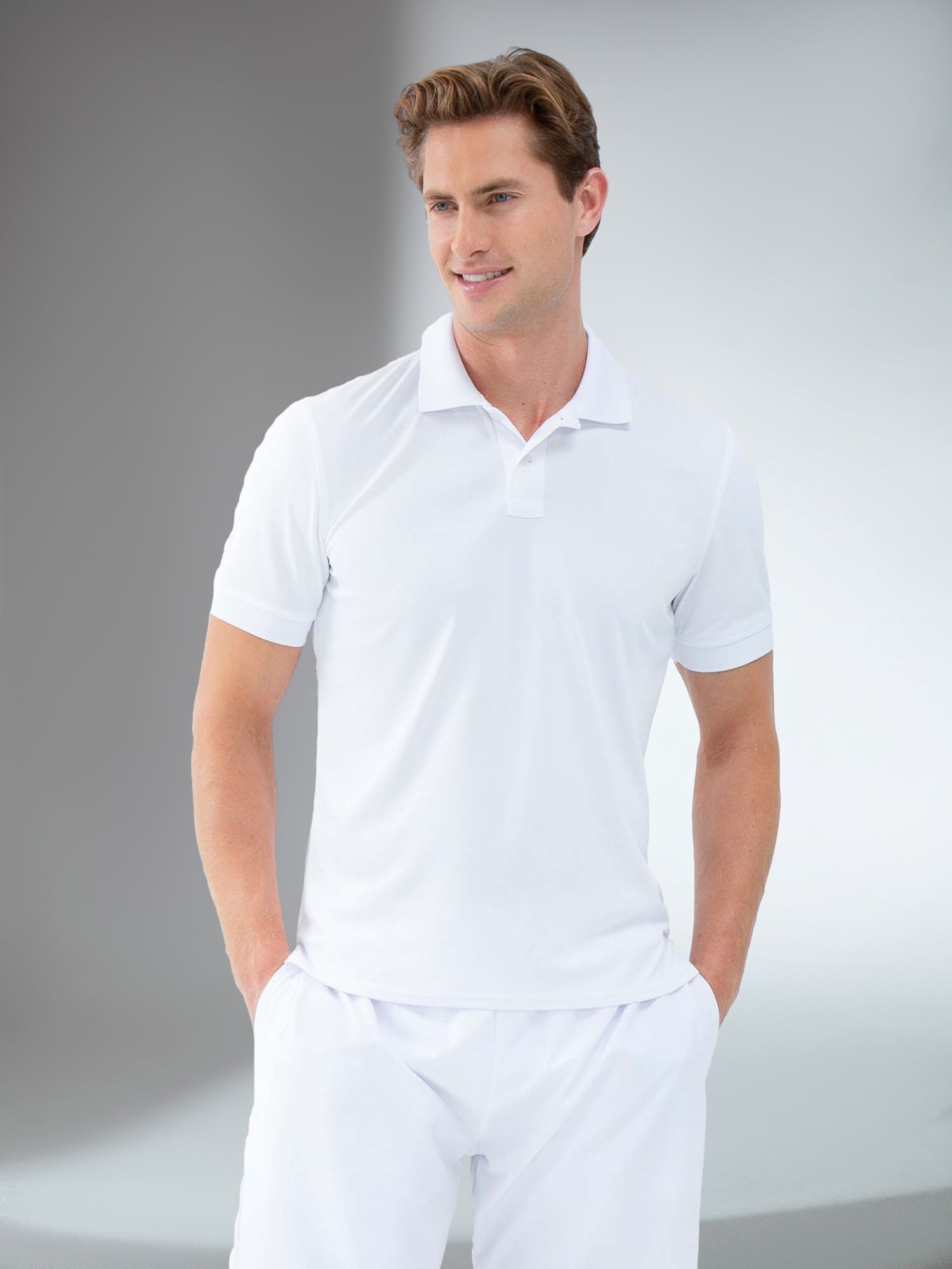 Performance Men's Classic Tennis Rib Collar Polo - White
