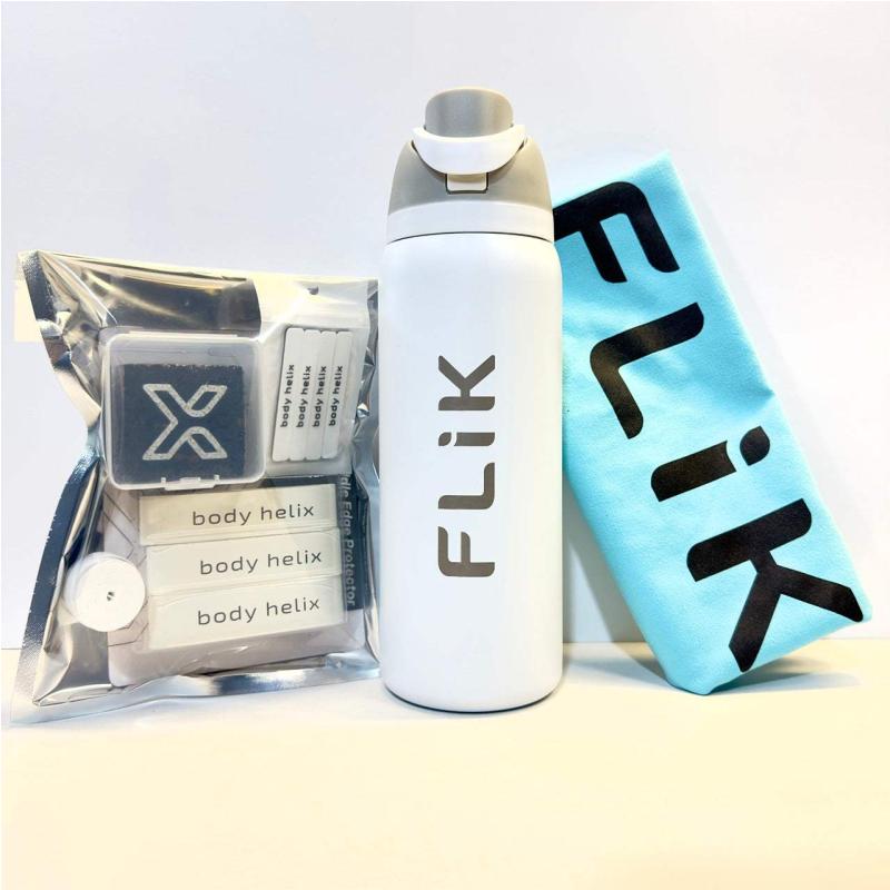 FLiK Water Bottle Bundle With Accessory Kit and Towel
