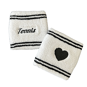 Tennis Wristband Set | Cotton Terry Sweatbands in White & Black | Runway Athletics