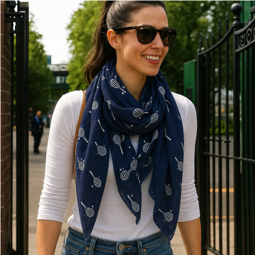 Racquet Time Sun Scarf/Wrap - Navy