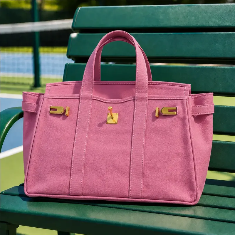 Pink Canvas Boatkin with Gold Hardware | Large Designer-Inspired Canvas Tote