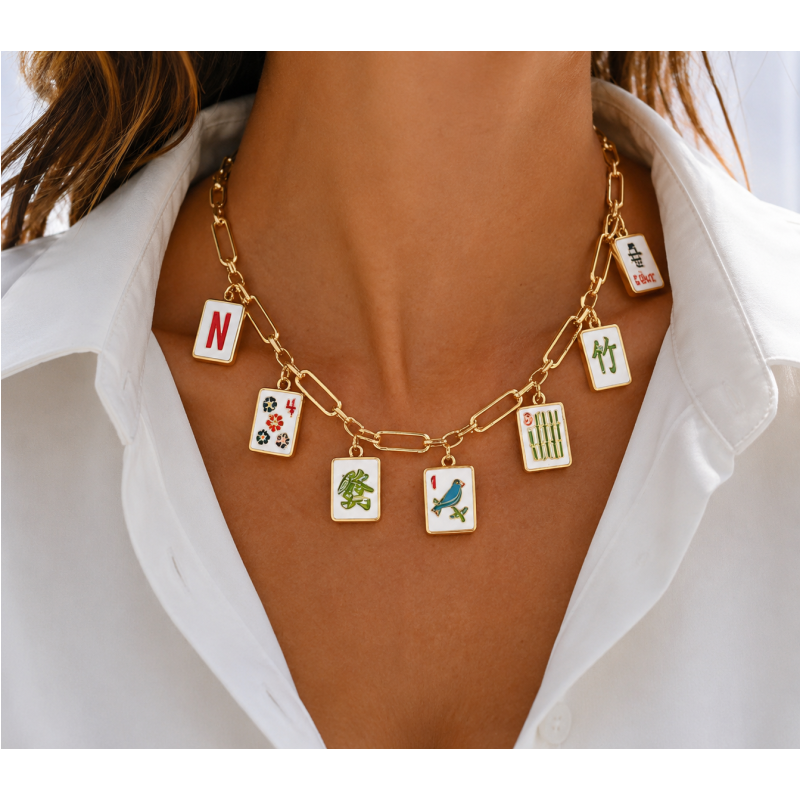 Mahjong Charm Statement Necklace