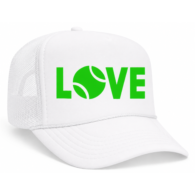 LOVE Tennis White Trucker Hat - GreenLove