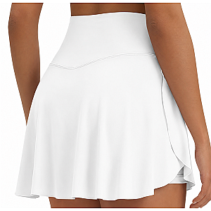 Women's Performance Tennis Skort | White & Pink Court Skirt with Built-In Shorts