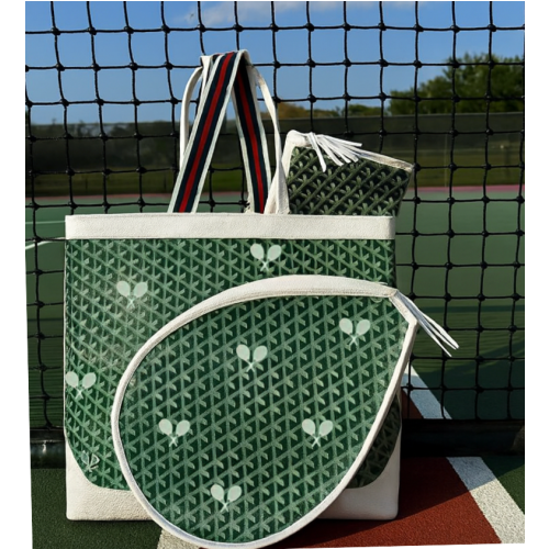 Women's Tennis Tote Bag | Whimsy Large Canvas Tennis Tote with Racquet Print