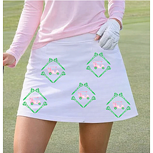 Women's White Golf Skort with UPF 50+ | Golf Print Skirt  | Runway Athletics