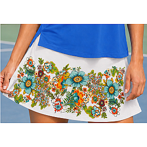 Women's Floral Tennis Skort with Built-In Shorts & Pockets | Performance Court Skirt  | Runway Athletics