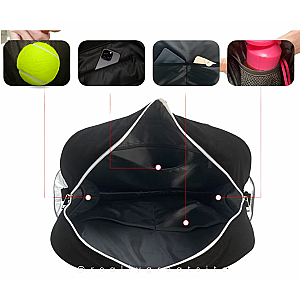 Quilted Tennis Tote Bag | Lightweight Racquet & Travel Bag - Black