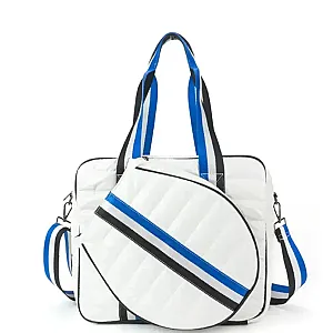 Quilted Tennis Tote Bag | Lightweight Racquet & Travel Bag – White