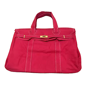 Red Canvas Boatkin with Gold Hardware | Large Designer-Inspired Canvas Tote