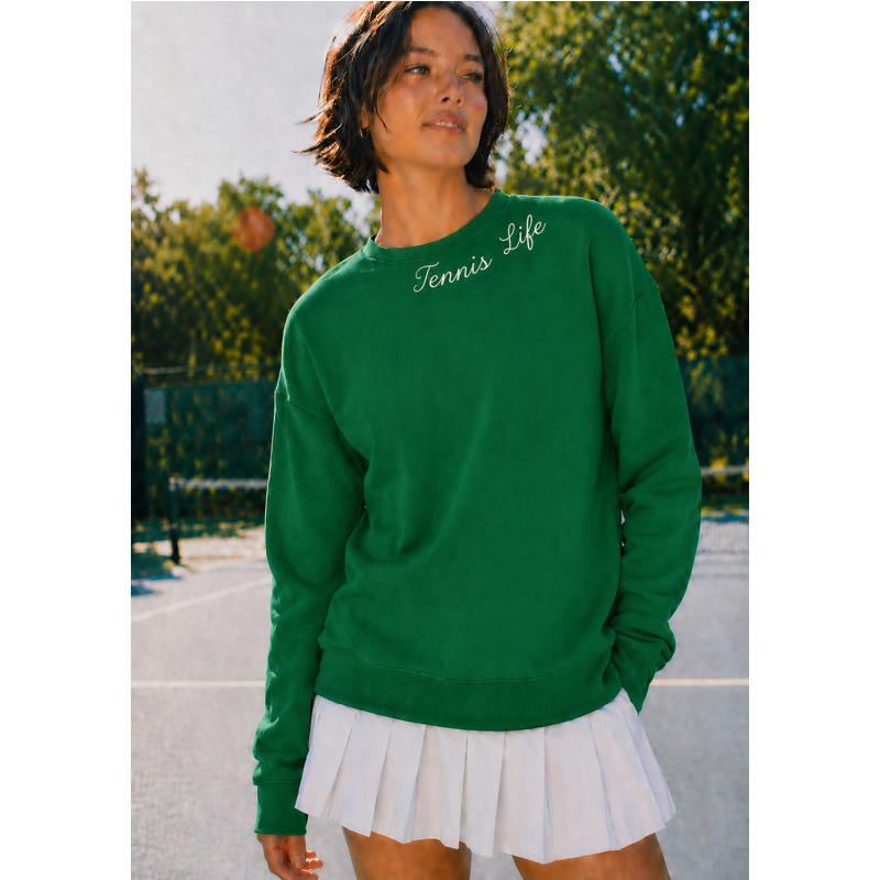 Tennis Life Sweatshirt - Green/White