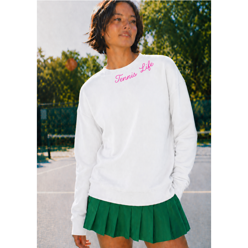 Tennis Life Sweatshirt - White/Pink
