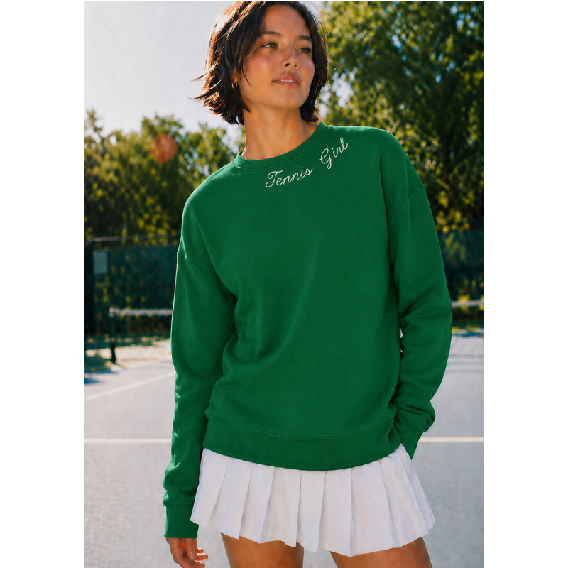 Tennis Girl Crew Sweatshirt - Green/White
