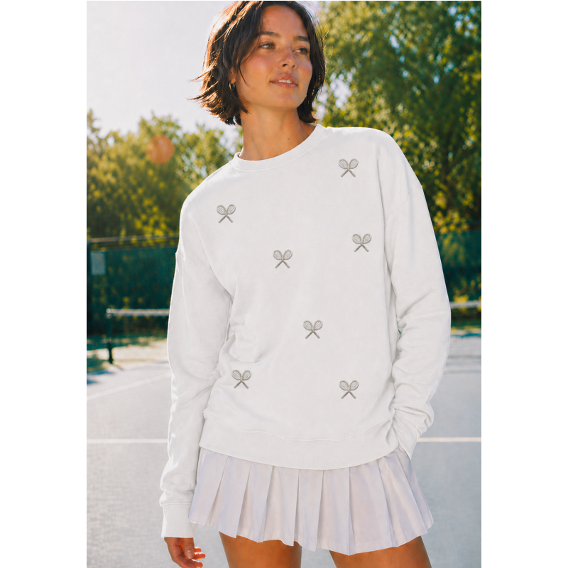 The Courtside Crew Sweatshirt - White/Silver