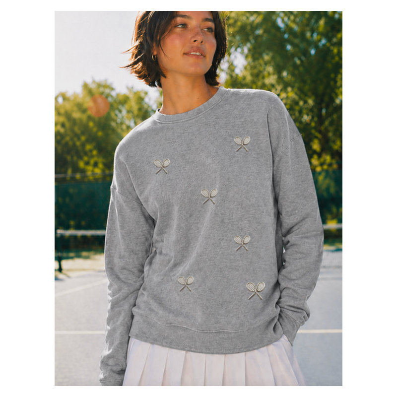 The Courtside Crew Sweatshirt - Heather/Silver