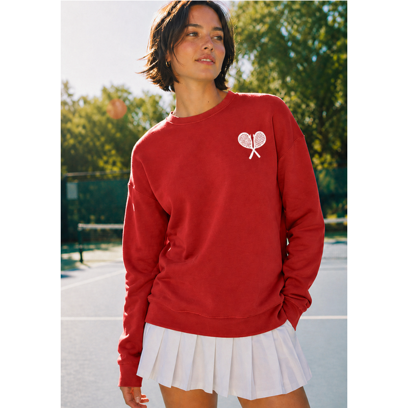 The Rally Crew Sweatshirt - Red/White