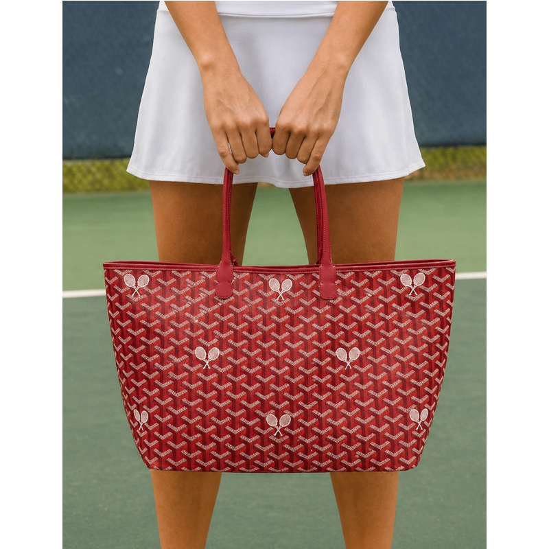 Red Tennis Tote Bag – Whimsy Large Hemp Canvas Tote - Runway Athletics