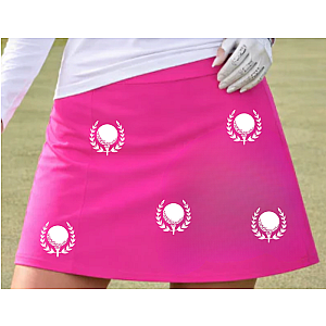 Women's Hot Pink Golf Skort with UPF 50+ | Golf Print Skirt  | Runway Athletics
