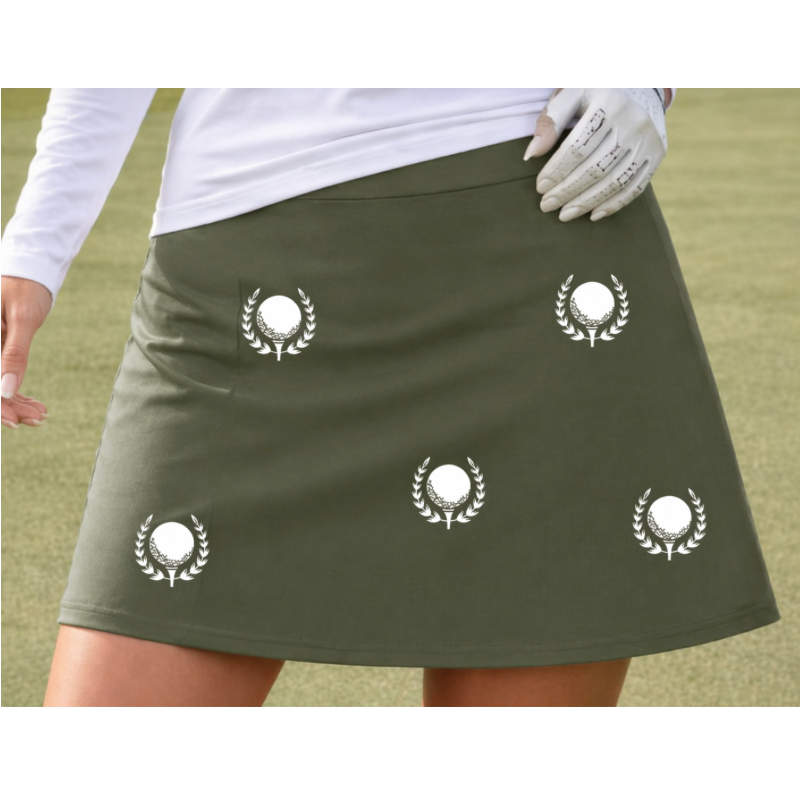 Women's Green Golf Skort with UPF 50+ | Golf Print Skirt  | Runway Athletics