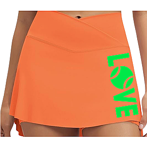 Women's Performance Tennis Skort | Orange & Green Court Skirt with Built-In Shorts
