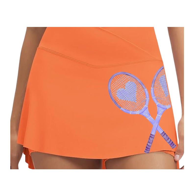 Women's High-Waisted Tennis Skort with Built-In Shorts & Pocket | Tangerine Court Skirt | Runway Athletics