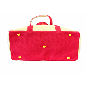 Canvas Boatkin Tote Bag with Red Trim & Gold Hardware | Large Designer-Inspired Canvas Tote