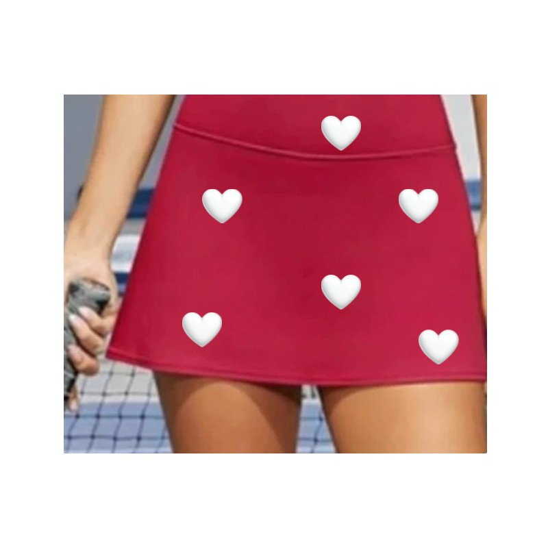 Women's Heart Print Tennis Skort with Built-In Shorts & Pockets | Runway Athletics