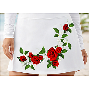 Rose Rally Court Skirt - Red Roses