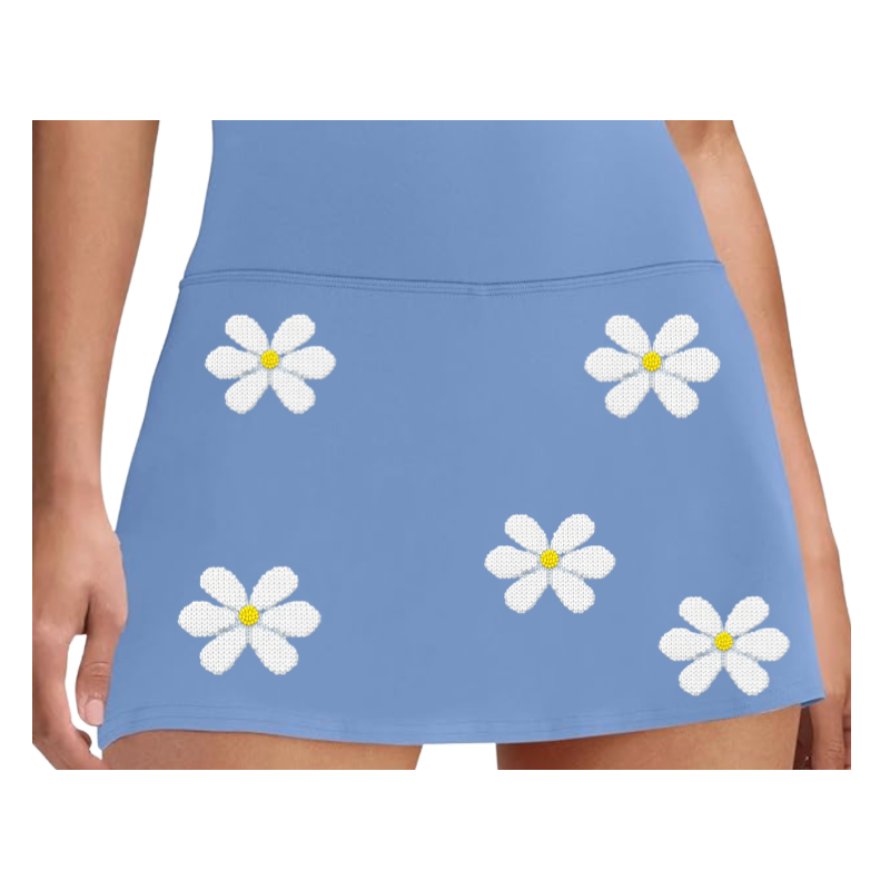 Women's High-Waisted Tennis Skort with Built-In Shorts & Pockets | Daisy Print | Runway Athletics