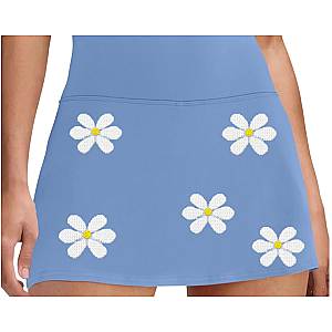 Women's High-Waisted Tennis Skort with Built-In Shorts & Pockets | Daisy Print | Runway Athletics