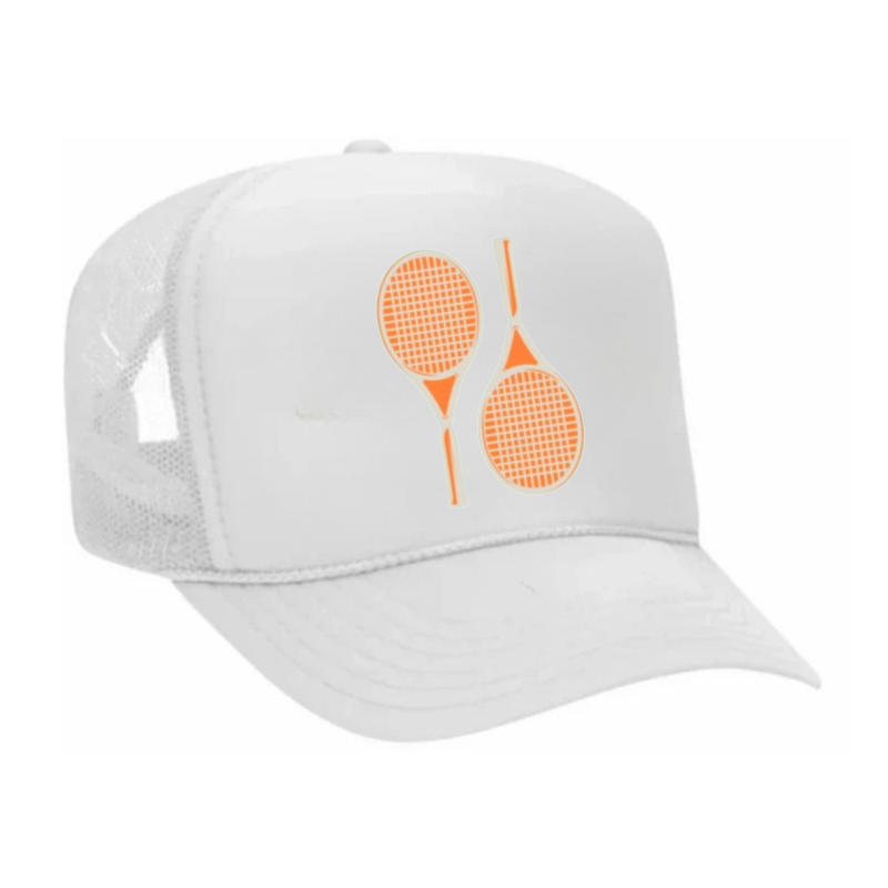 Tennis Trucker "Palm Royale" - White /Tangerine
