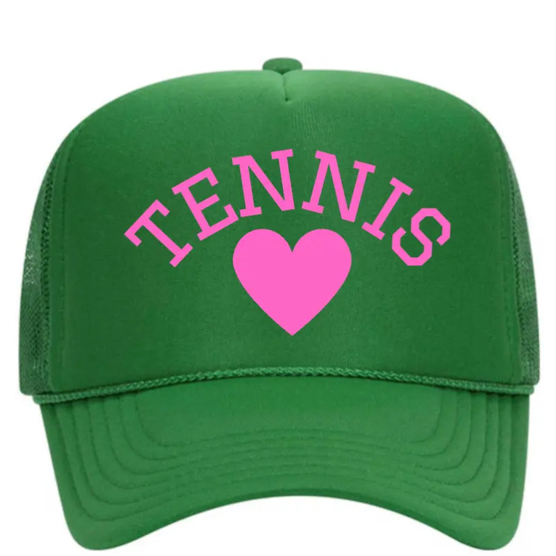 Tennis Heart Trucker Hat Green