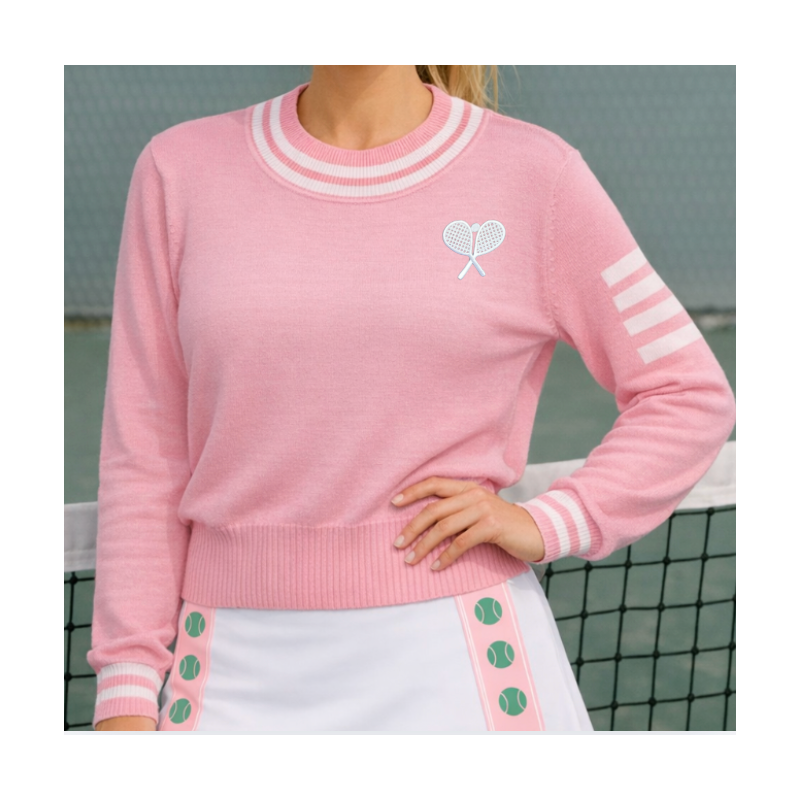Women's Fitted Tennis Sweater – Pink Knit | Runway Athletics